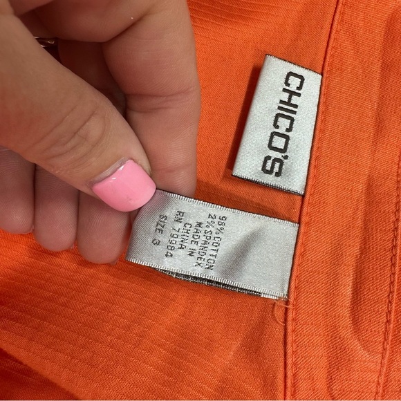 Chico's bright Orange Utility Jacket Lightweight Casual Fit sz 3 (XL 16) cotton - Picture 5 of 8